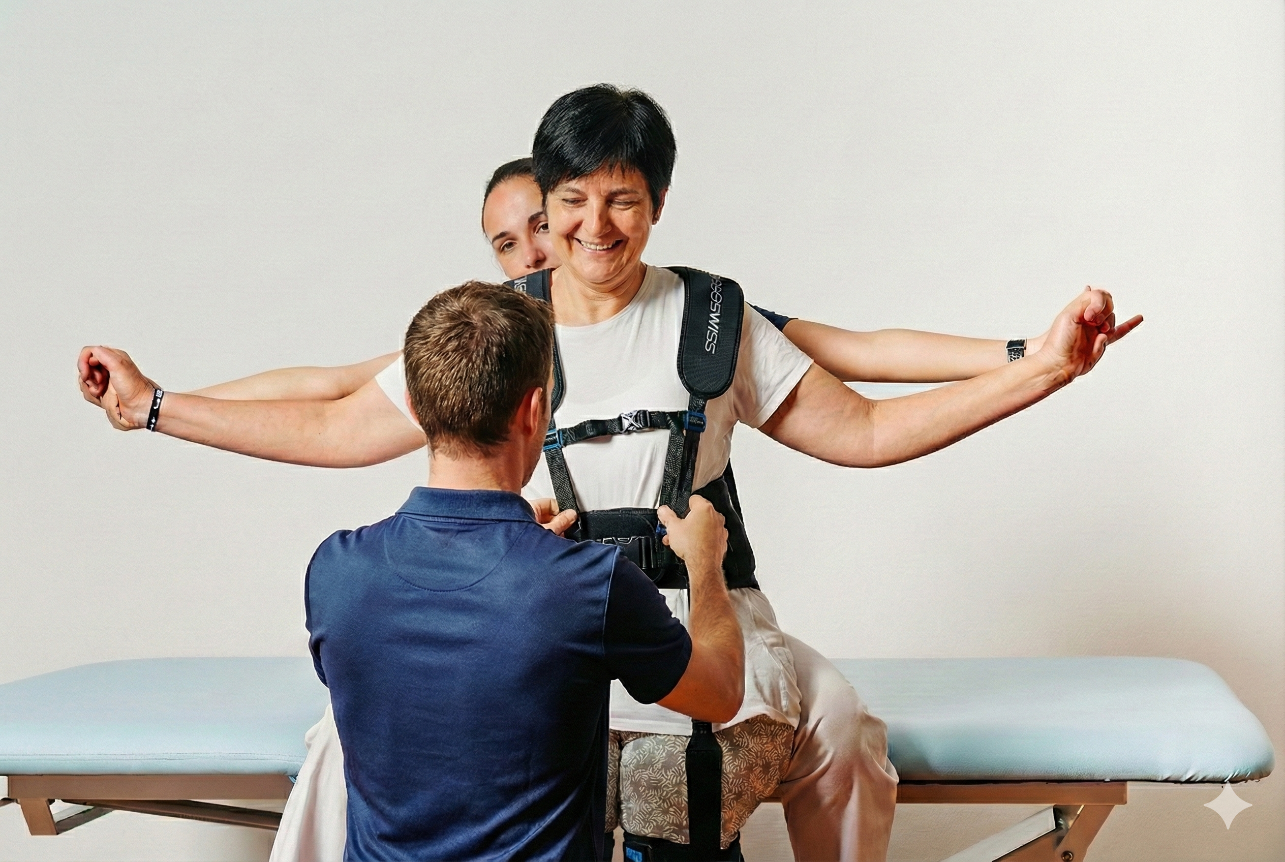 Fisioterapia neurológica en una persona con esclerosis lateral amiotrófica (ELA) durante un proceso de neurorrehabilitación en un centro especializado en Jaén